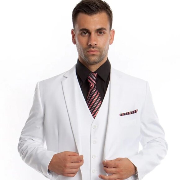 Men´s Vested Two Button Solid Color Wedding Business...